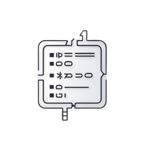 A minimalist black line icon of a rectangular panel or device with small text-like marks, centered on a plain white background.